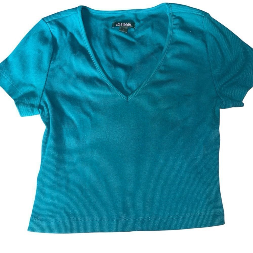 Wild Fable blue crop top T-shirt with a tie back. Size small